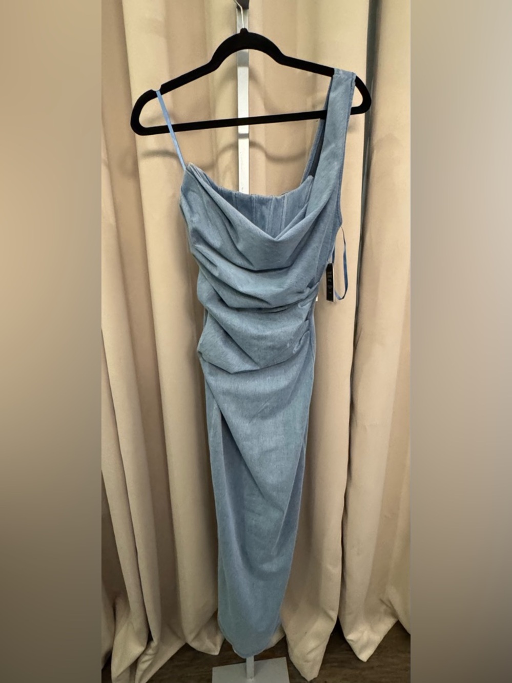 JLUXLABEL MEDIUM WASH DENIM KRISHNA ONE SHOULDER - Picture 3 of 7